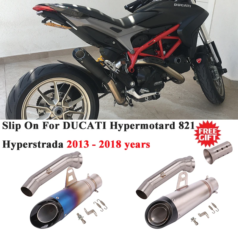 

Slip On For DUCATI Hypermotard 821 2013 - 2018 Hyperstrada 821 Motorcycle GP Exhaust Escape Middle Link Pipe Muffler DB Killer