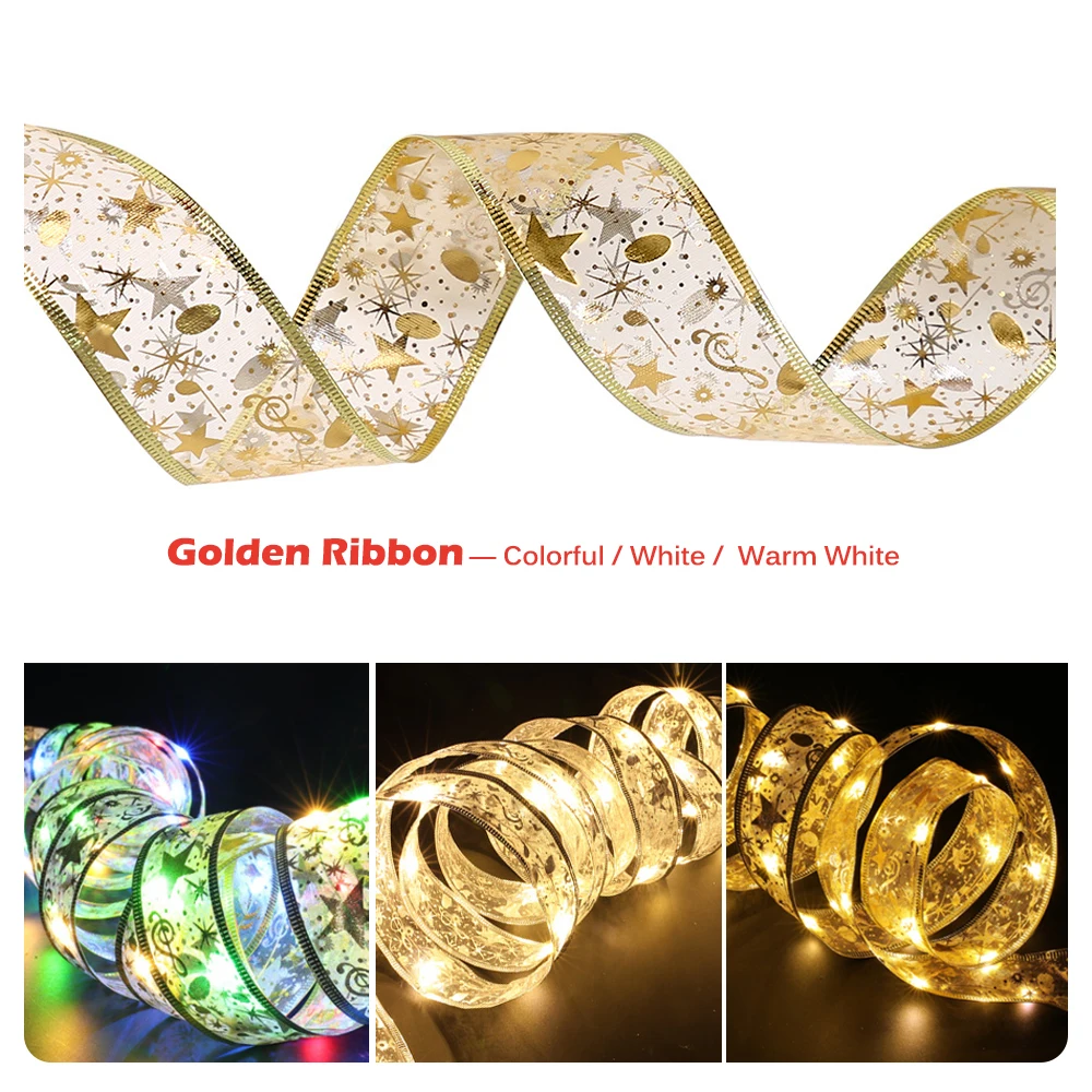 LED Silk Ribbon String Lights 4M 40 Leds Battery Operated Christmas Xmas Party Wedding Birthday Decoration