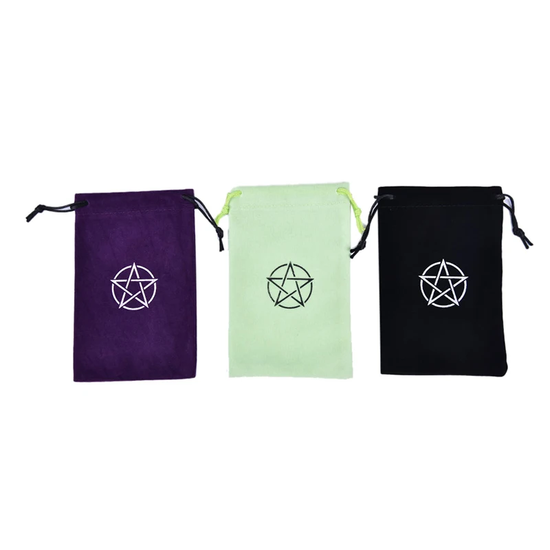 1pcs Velvet Pentagram Tarot Storage Bag Board Game Cards Embroidery Drawstring Package Witchcraft Supplies For Altar Tarot Box