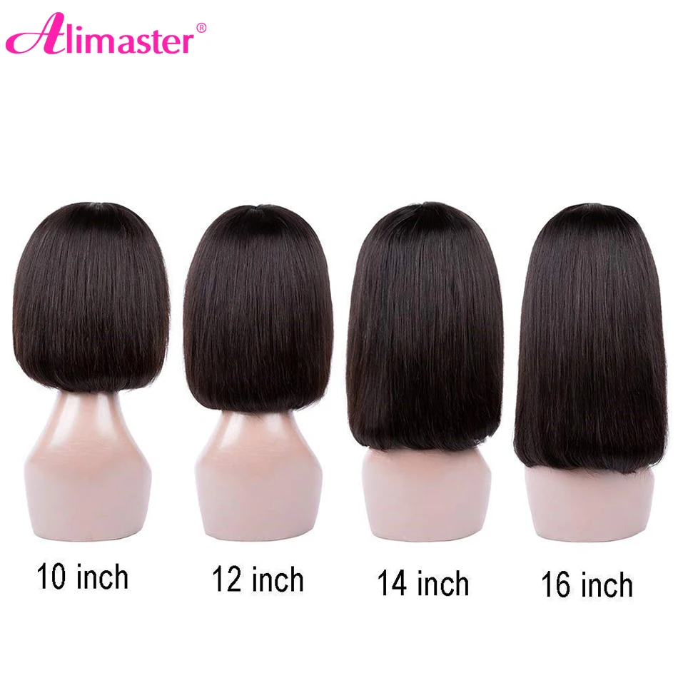 Straight Human Hair Wigs For Women Human Hair Straight Human Hair Bob Hair Wig With Bangs No Lace Fringe Wig Brazilian Hair Sale