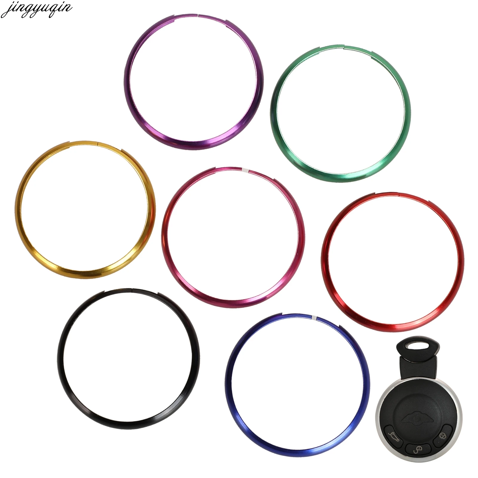 

Jingyuqin 30pcs Colorful Circle Remote Car Key Case Rings For Bmw Mini Cooper Keychain Ring Styling Shell Fob