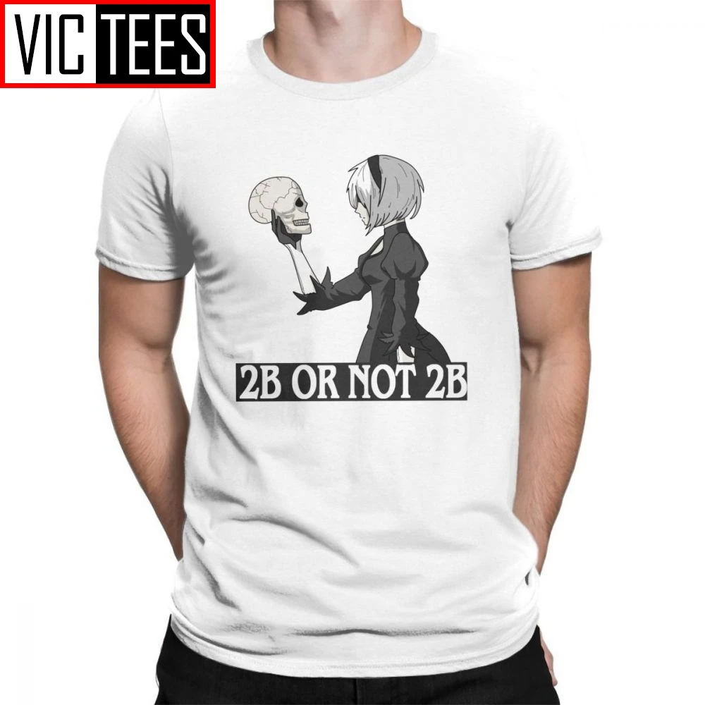 NieR Automata T-Shirts 2B Or Not 2B Men T Shirts Funny Cotton Short Sleeved Tees O Neck Plus Size Tops