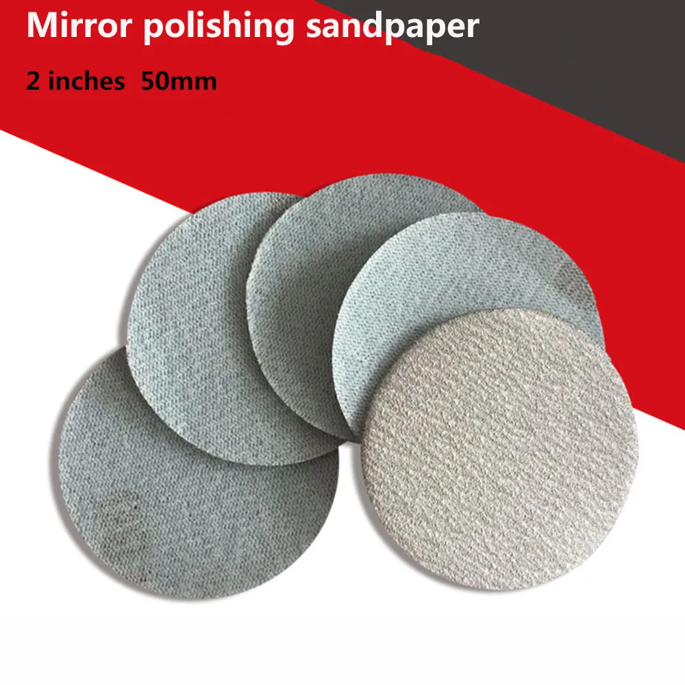 

50pcs Flocking Mirror Polished Sandpaper Dry Sanding Disc Pads 2 Inches 50mm For Car Metal Wood Polish Abrasive Tool 60-800 Grit