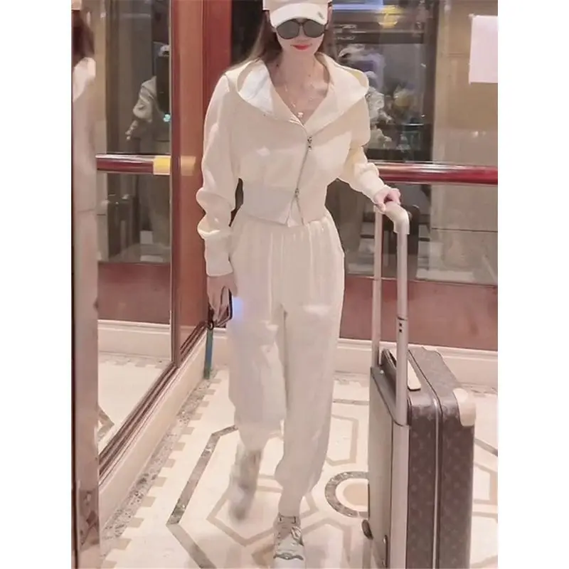 Fashionable Casual Sports Suits Women 2024 Autumn New Zipper Cardigan Hoodies And Sweatpants Two Piece Sets Hooded Jackets Set