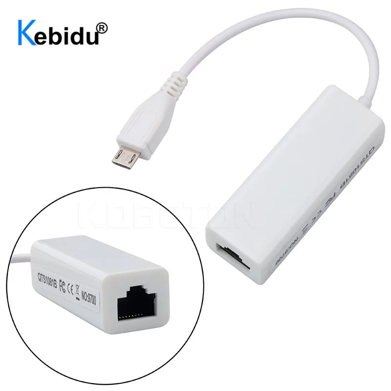 Kebidu Micro USB To RJ45 Network Card 10/100Mbps RJ45 Ethernet Micro USB 2.0 Lan Cable Adapter For Android PC Laptop Tablets