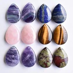 Fashion good quality natural tiger eye stone lapis lazuli water drop charms pendants for jewelry making 4ps free shipping