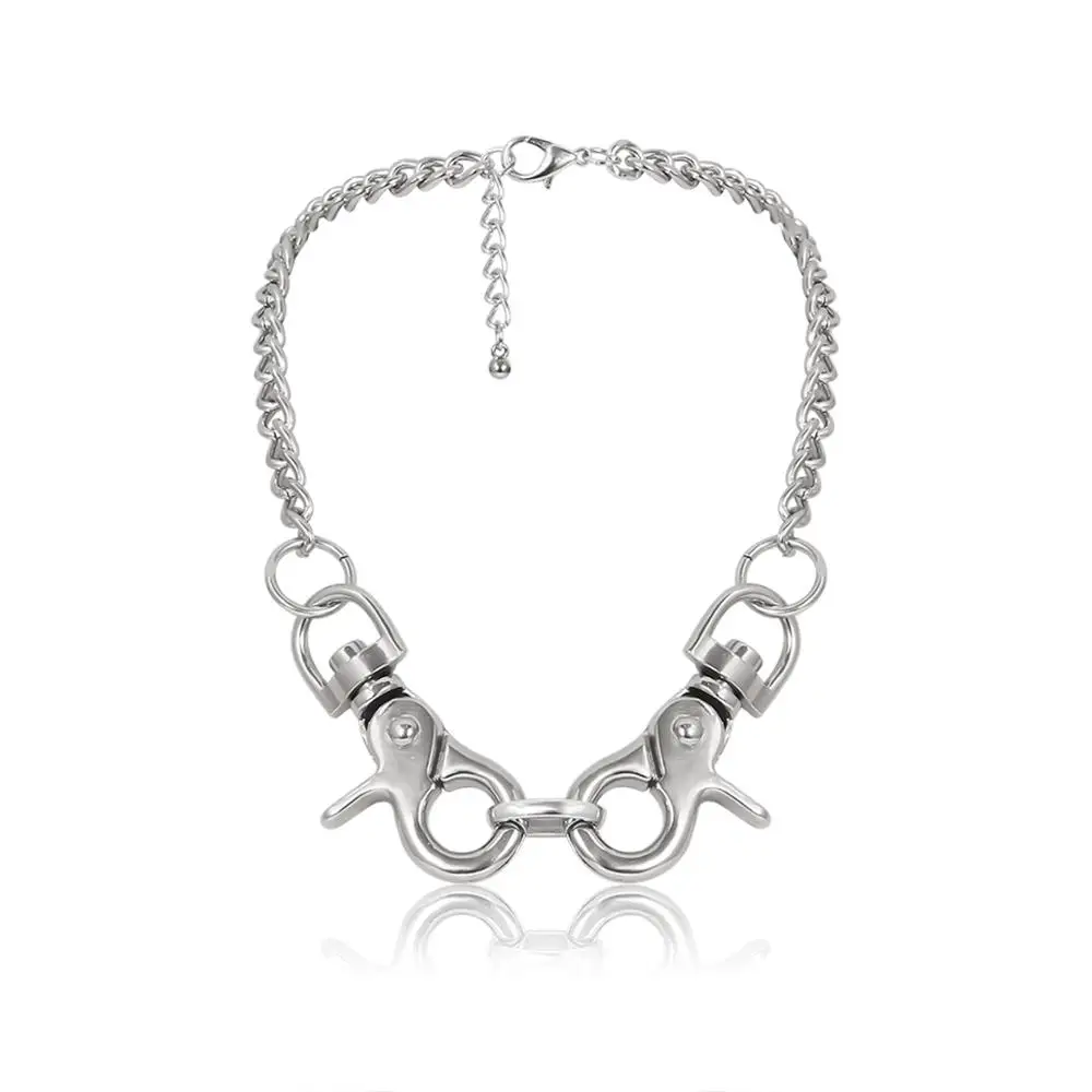 Lacteo Esagerato Grande Catenaccio Del Pendente Della Collana Del Choker Collares Gioielli per Le Donne Gotico Argento Colore Chunky Collana Della