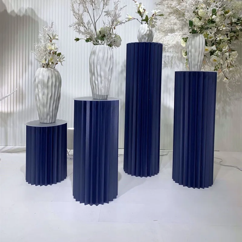 4pcs Wedding Props Stage Multicolor Origami Round Pillar Three Piece Shopping Mall Decor Home Birthday Party Arrangement Decor