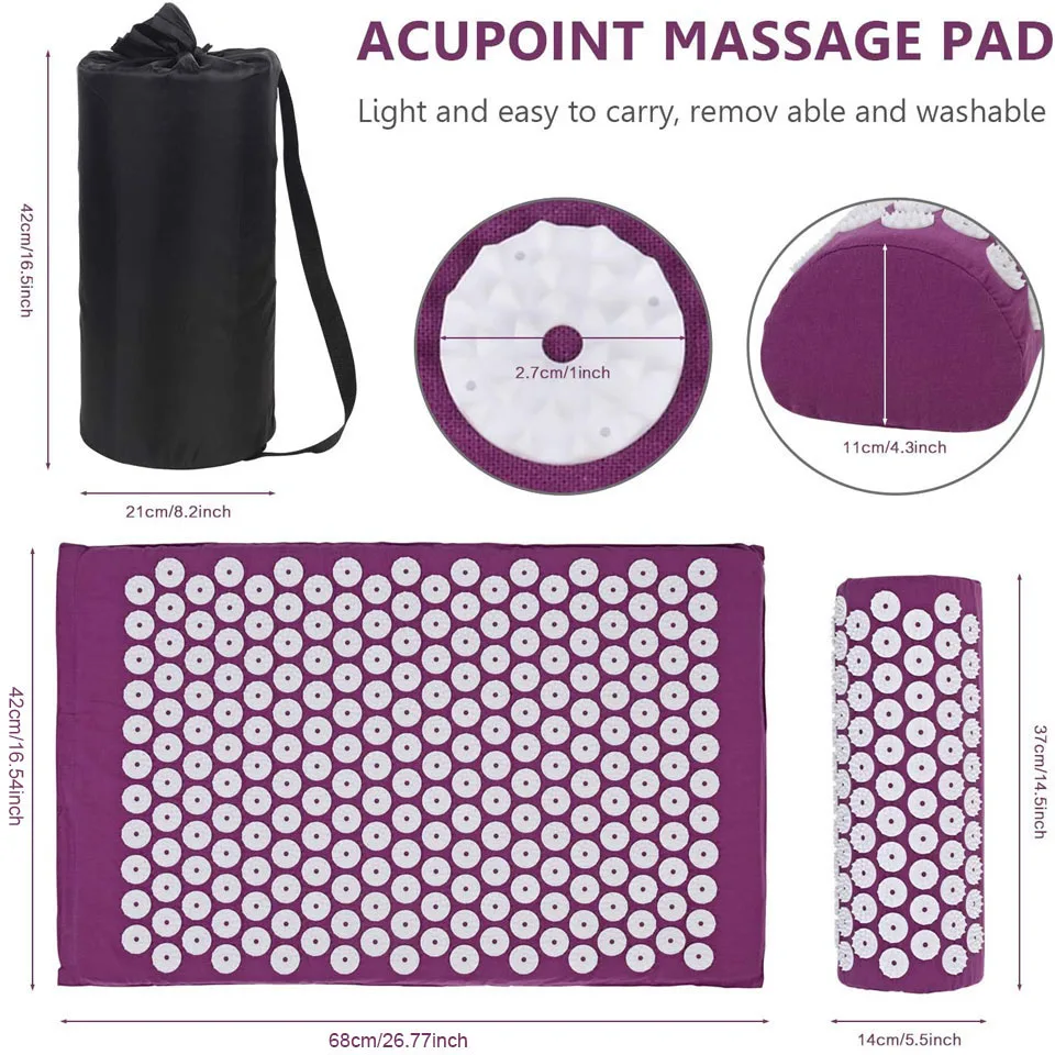 CoolFit Acupressure Mat Massage Mat and Pillow Set Yoga Mat Acupuncture Cushions Applicator kuznetsov Relieve Back, Neck