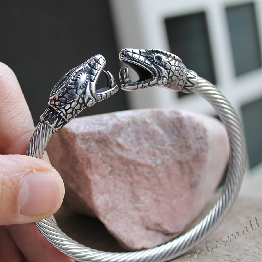 New 316L Stainless Steel Snake Bracelet Punk Armband Vikings Cobra Bracelets & Bangles Men Bangle Arab Germanic Nordic Europe