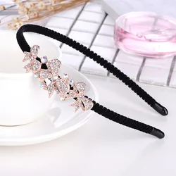 Korean Shining Alloy Rhinestone Bow Flower Headband Women Cute Girls Festival Fashion Hair Accessories Fantastic Headdress