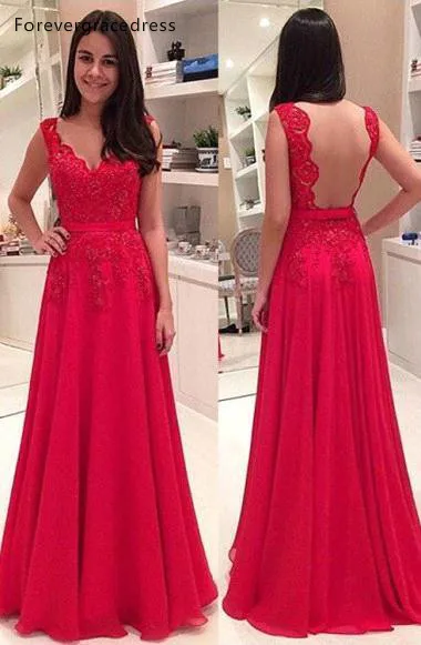 Alta qualidade vermelho chiffon vestido de dama de honra uma linha laço longo aberto voltar meninas vestido de festa de casamento