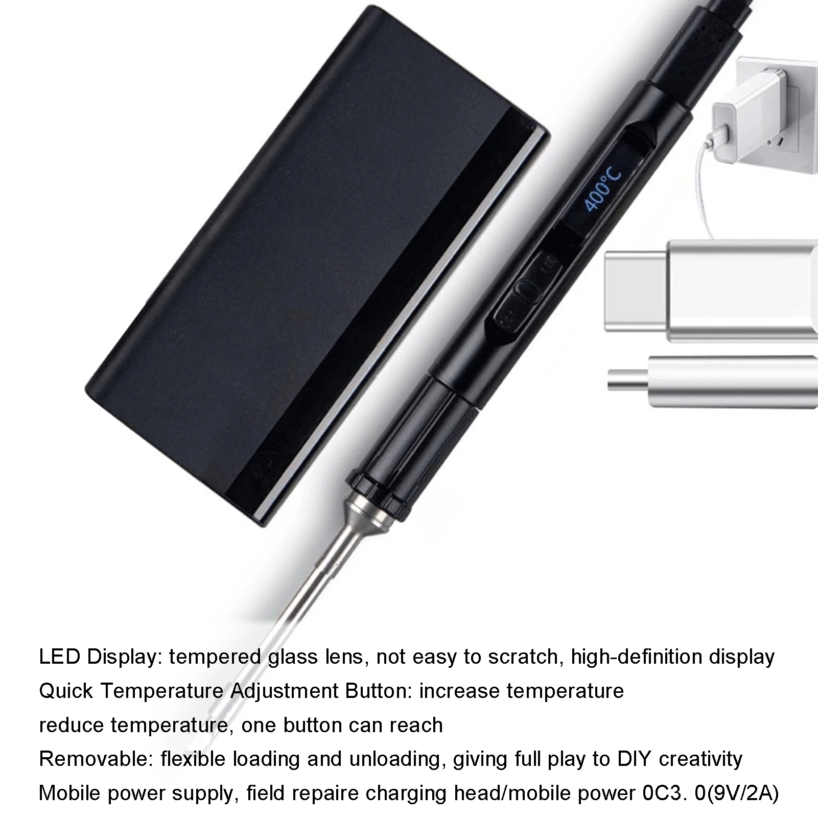 Mini saldatore elettrico USB Temperatura regolabile Strumento di saldatura LCD digitale Manutenzione esterna portatile Penna a riscaldamento rapido