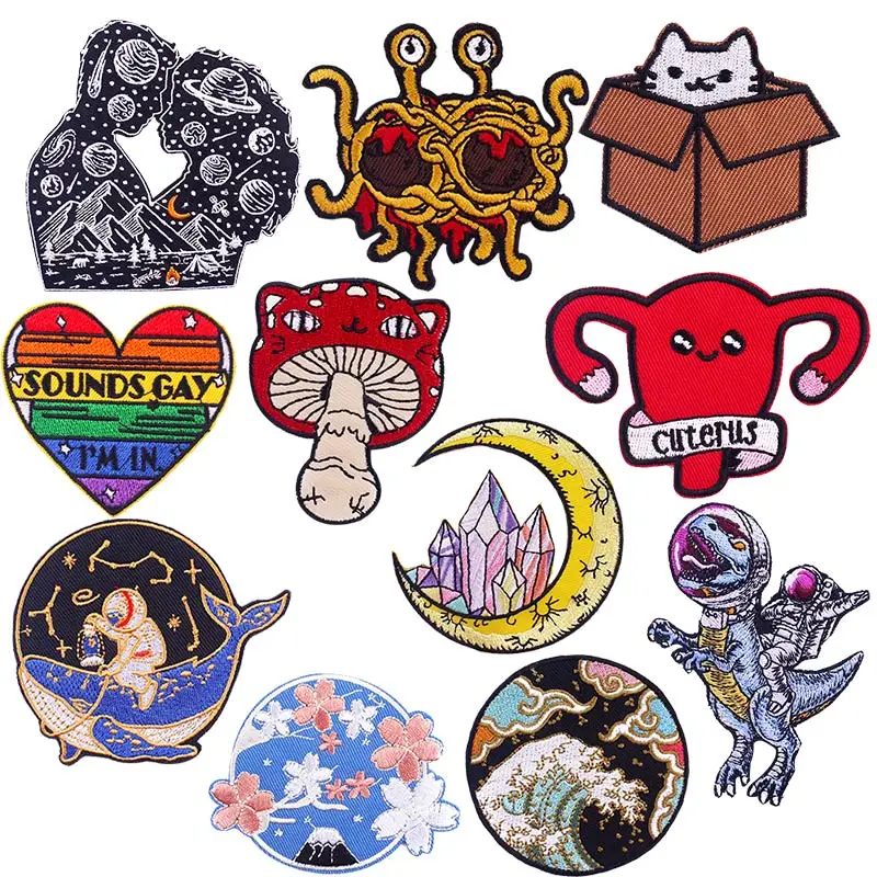 

Pulaqi 10PCS Patches On Clothes Wholesale Patch Iron On Patches For Clothing Punk Hippie Cartoon Wholesale Dropship Custom Patch