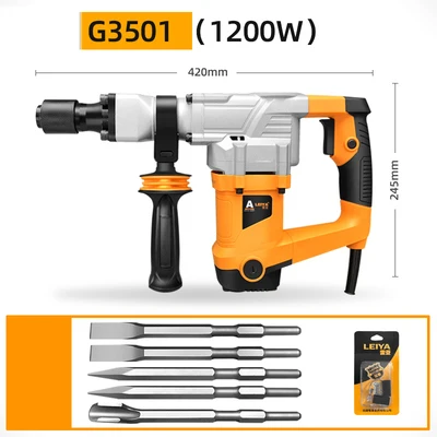 고출력 헤비 임팩트 전기 해머 2580W 220V 콘크리트 차단기 30 초 빠르게 벽을 깨뜨립니다 360 도 회전 전동 공구