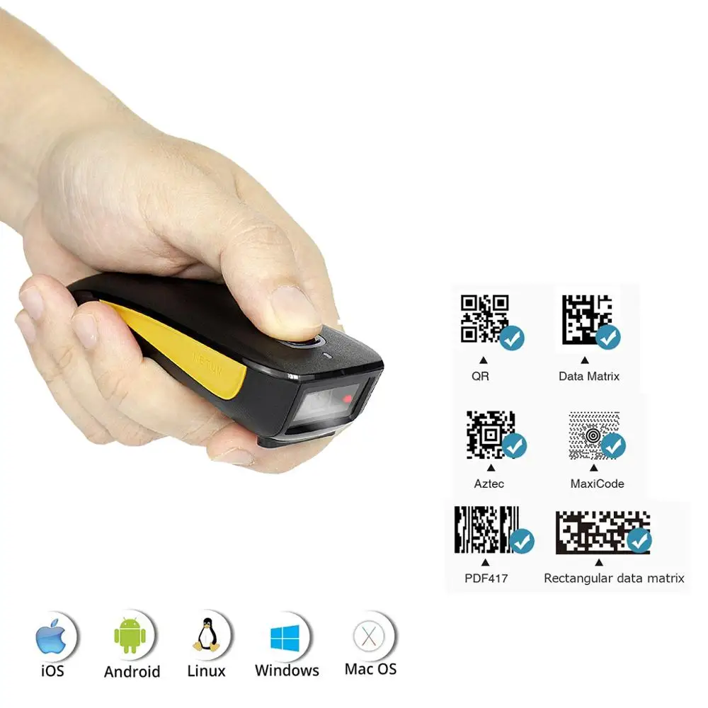 NETUM-escáner de código de barras para pago móvil, lector de código de barras con cable, 2D, C750, inalámbrico, Bluetooth, QR, PDF417, para la