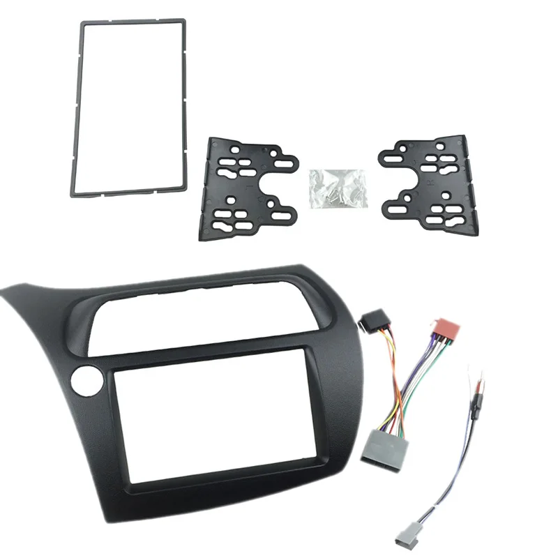 

For Honda Civic Double Din Fascia Radio Dvd Stereo Cd Panel Dash Mounting Installation Trim Kit Face Frame Bezel with Wire Harne