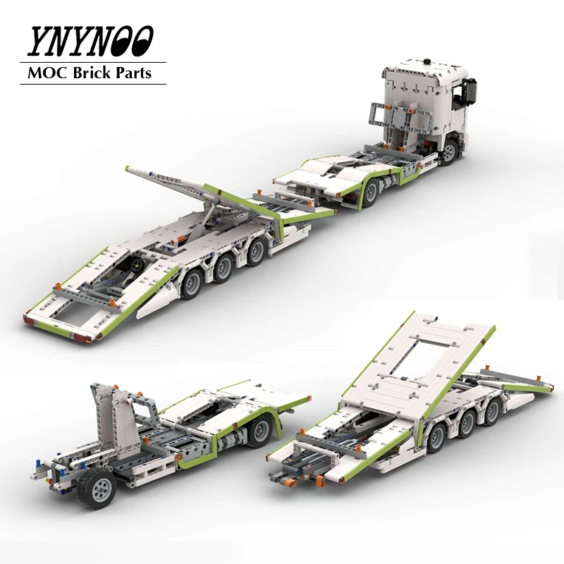 

NEW Transporter Truck Lengthened Trailer MOC Building Block Technology Bricks Assemble Toys Children's Gift Car Loading Model