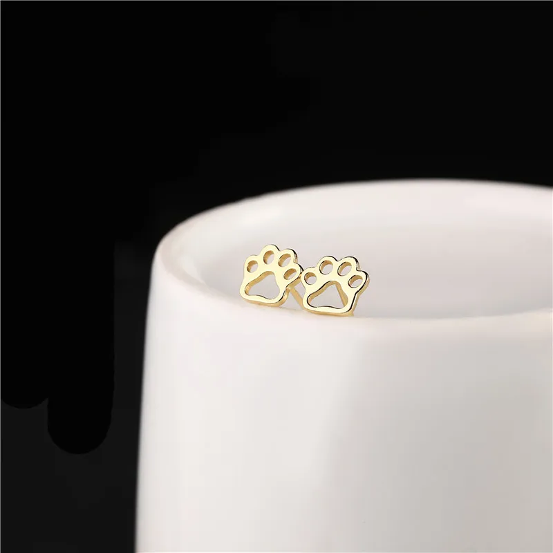 S925 Sterling Silver Animal Dog Cat Paw Earrings Hot Selling Fashion Simple Personality Earrings Women
