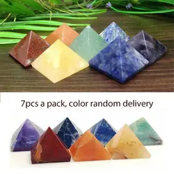 7pcs Natural 7 Chakra Stone Orgone Pyramid Healing Crystal Gemstones Spiritual Energy Generator Garden Living Home Decor Gifts