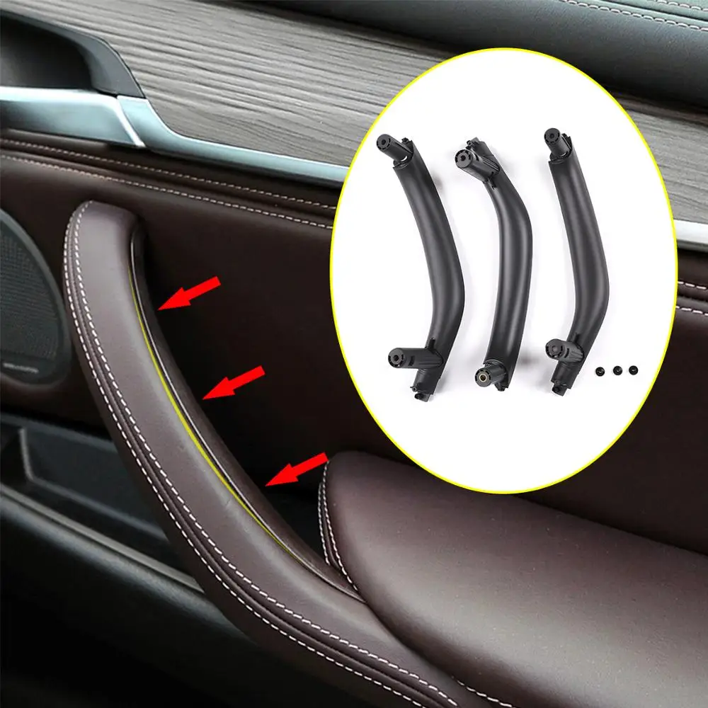 

3pcs For BMW F15 X5 F16 X6 2004-2018 Car left right front inner door panel interior handle pull trim cover styling accessories