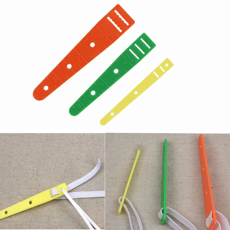 3 tamanhos multicoloridos de plástico elástico desliza guias threaders usar elástico ferramenta banda corda vestindo diy acessórios de costura 7yj312