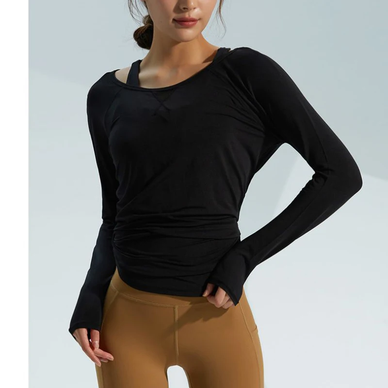 Running Long Sleeve Sport Shirt Women Workout Tops Gym Yoga Dry Fit T-shirt Wear Fitness Athletic Casual Loose Blouse