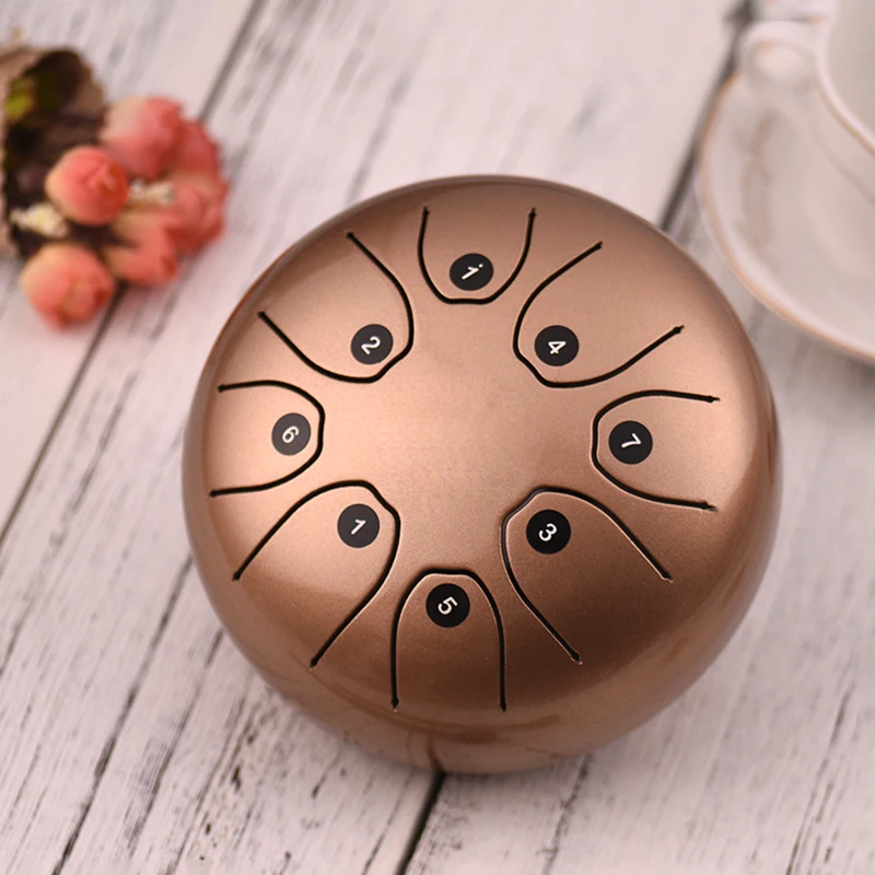 

5.5-Inch 8-Tone Steel Tongue Drum Retro Mini Ethereal Drum Luxury Tambourine Forgetting Worry Drums Child Music Drums Instrument