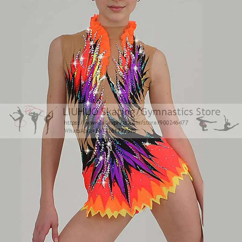 Custom Design Exotic dancewear Girls Rhythmic Gymnastics leotards Artistic Ballet Belly Child kids Ice skating Dress for stage