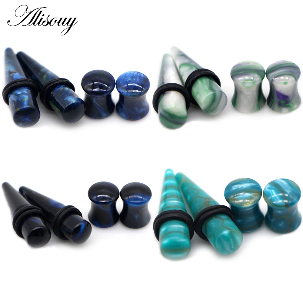 Alisouy-expansores de oreja acrílicos Unisex, 2 pares, 6mm-10mm, calibres, ensanchadores, regalo de carne, pendiente, Piercing, joyería corporal