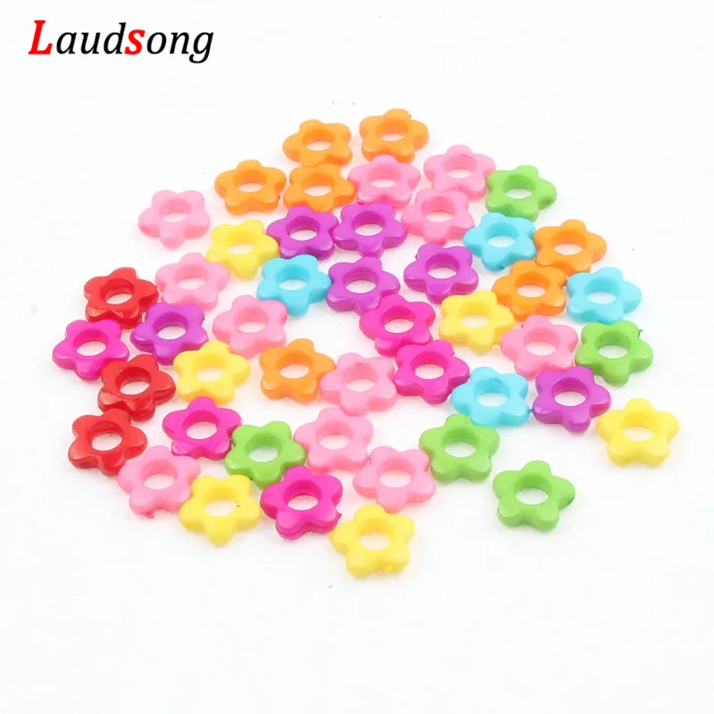 50pcs Multicolor Flower Beads Wreath Acrylic Spacer Beads 13mm For Jewelry Making Necklace Bracelet Diy Accessories