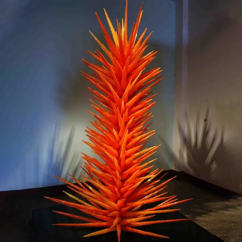 Murano Glass Floor Lights Orange Hand Blown Glass Conifer Tree for Home Hotel Garden Art Decoration