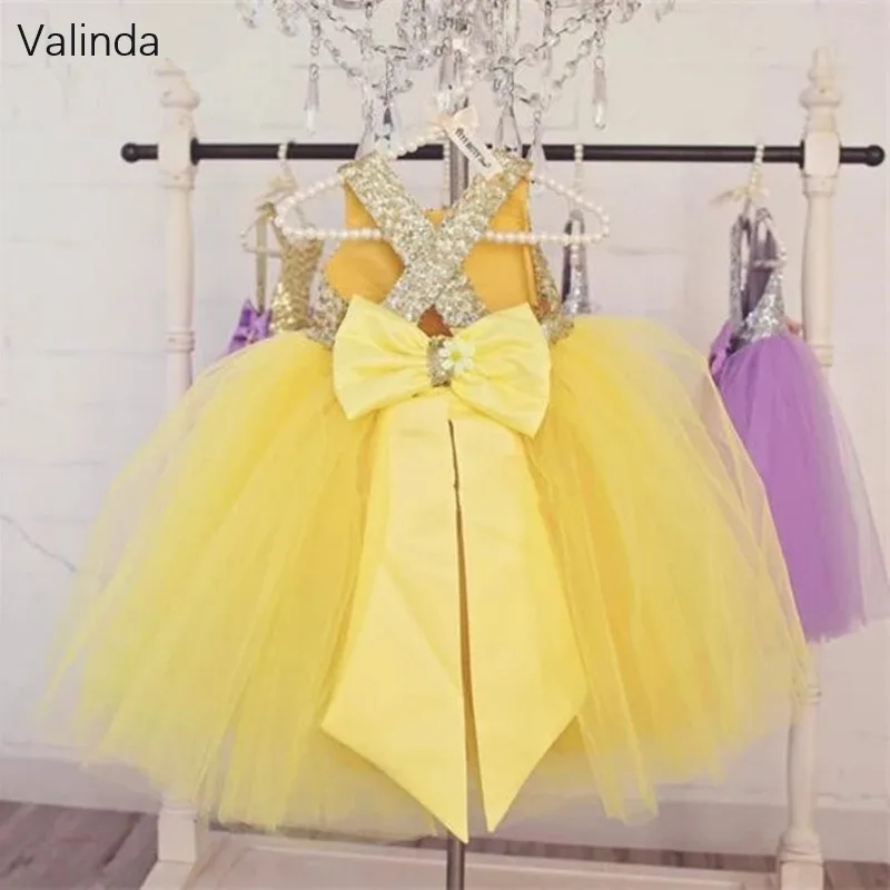 Yellow Girl Pageant Dress for Birthday Party Formal Ball Gown Toddler Couture