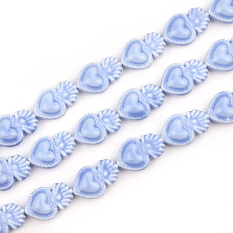 20pcs 10X16mm Small Torch Heart Shape Ceramic Beads DIY Charms Bead for Jewelry Making Bracelet Necklace Accessories Women Gifts