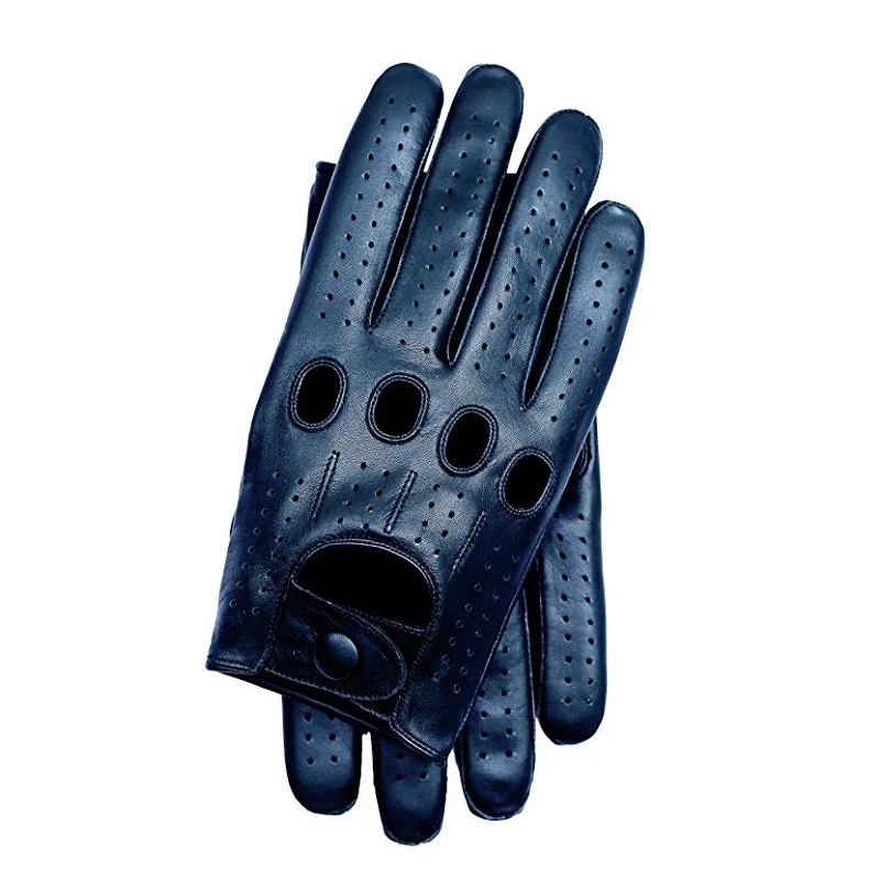 Fashion Mens Goatskin Leather Gloves Full Finger Breathable Non Unlined Slip Driving Gloves New Male Mitten