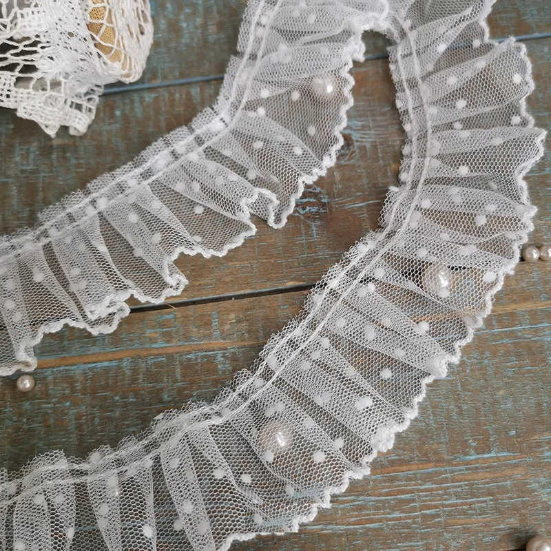 Accessori in pizzo a pois in rete da 3 metri Accessori per la decorazione del collare con polsino fai-da-te Accessori per abbigliamento per bambini