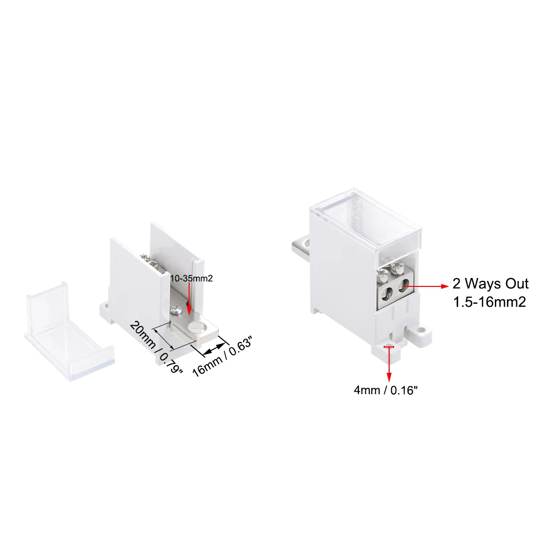 Uxcell 1 Inlet 2/4/6/8/9/12 Outlet DIN Rail Terminal Blocks 125A Max Input Distribution Block for Circuit Breaker Gate Motor