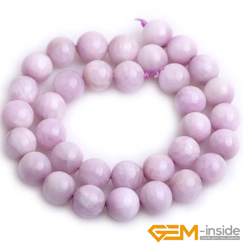 Natural Stone Purple Spodumene / Kunzite Purple Stone Round Beads For Jewelry Making Strand 15\