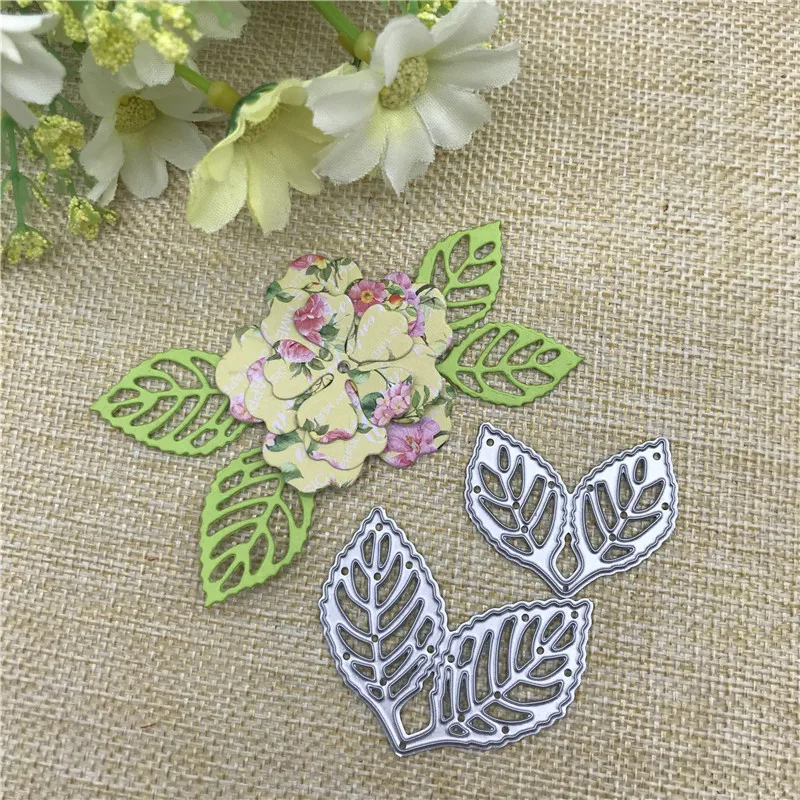 2pcs Leaf Metal stencil mold Cutting Dies decoration scrapbook die cuts Album Paper Craft Embossing DIY Card Crafts