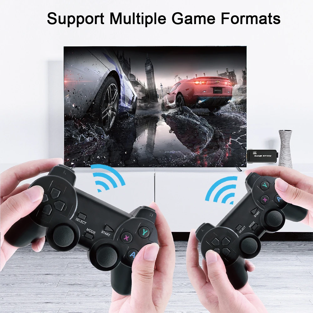 4K الترا لعبة فيديو وحدة التحكم المزدوجة GamePad ل PS1/GBA ريترو تلفزيون لعبة وحدة التحكم HD-متوافق 32GB 3000 ألعاب لعبة فيديو عصا