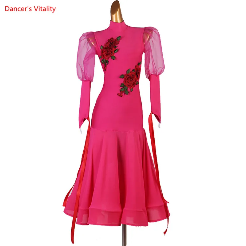 

Women Ballroom Dance Dress Customize Adult Child Dancing Clothing Rumba Profession Performance Dresses Women Dance Wear