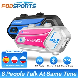Fodsports 2 pcs M1-S Plus Helmet Intercom Motorcycle Bluetooth Headset Intercom Wireless BT5.0 Interphone FM Radio music sharing
