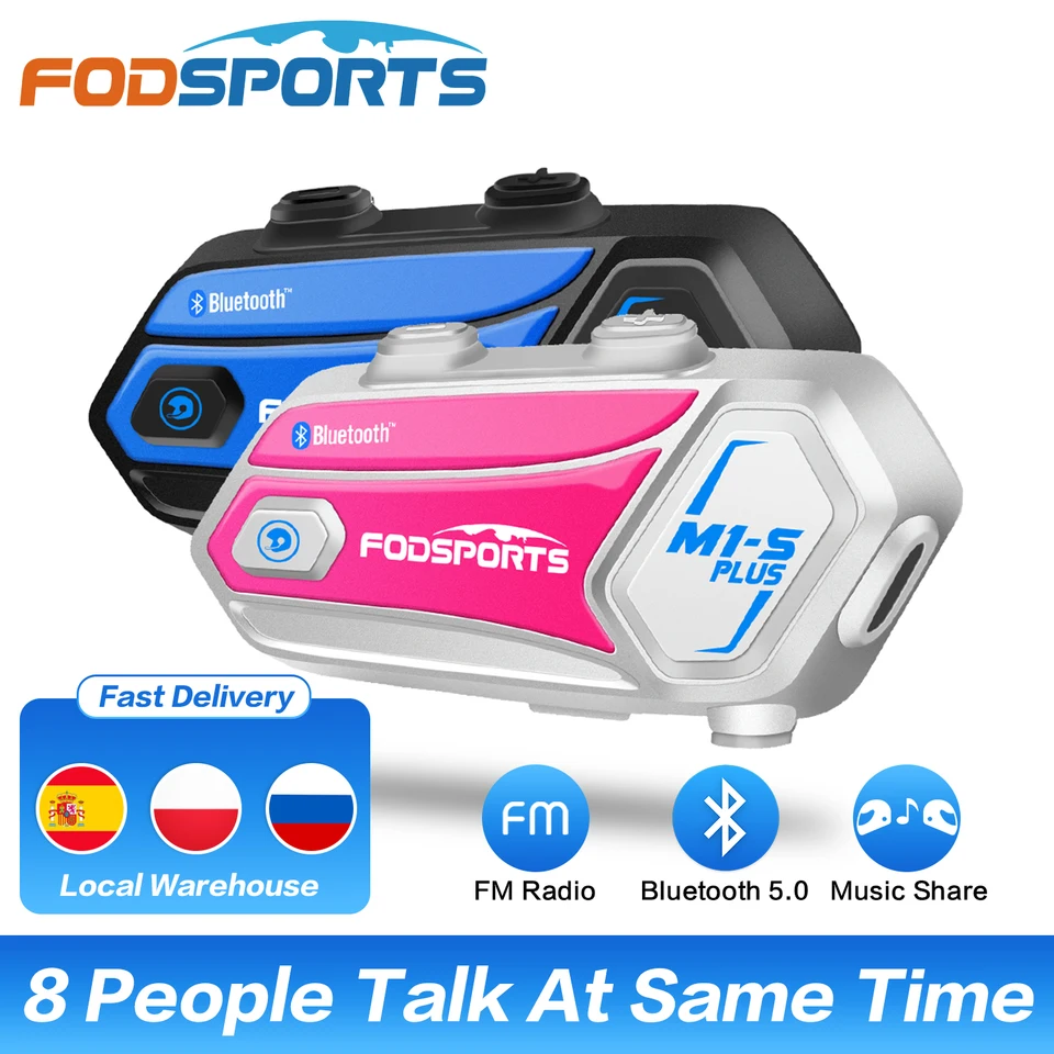 Fodsports 2 pcs M1-S Plus Helmet Intercom Motorcycle Bluetooth