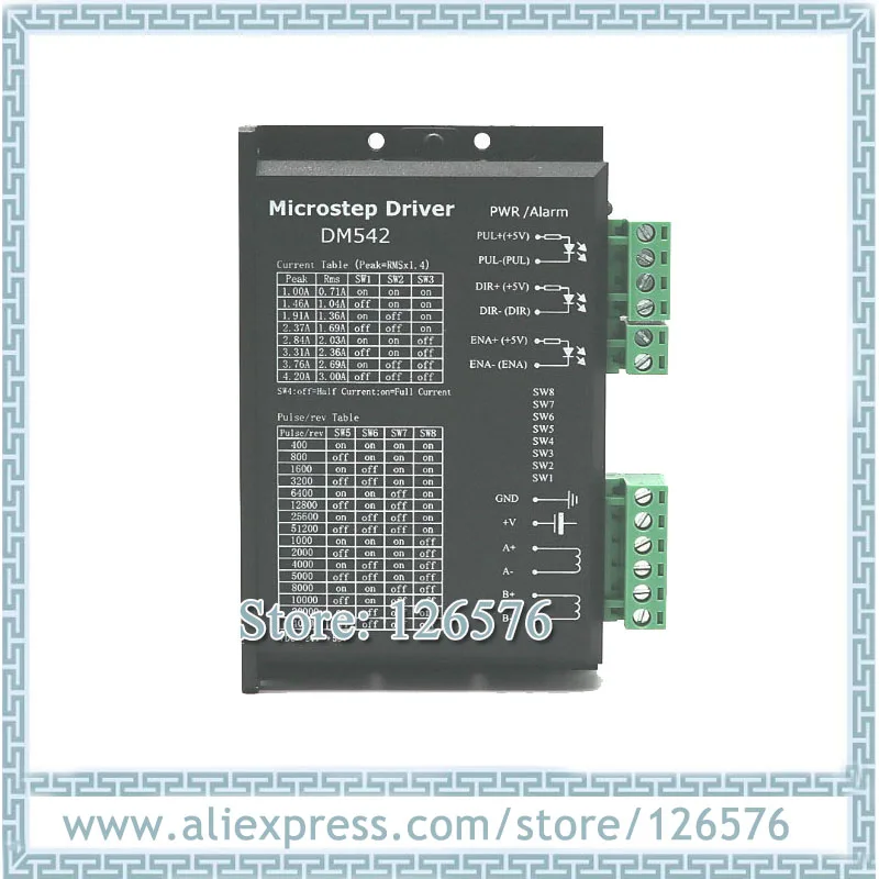 

2 phase 32 bit DSP digital stepper driver Motor driver DM542 DC24-50V 4.2A hybrid motor drive fit for NEMA23 NEMA3 stepper motor