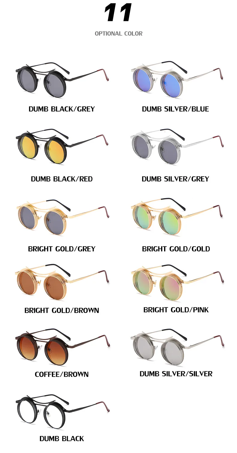 Steampunk Sonnenbrille Männer Mode Runde Punk Gläser Frauen Vintage Luxus Retro Vasos Decorativos Gafas De Sol Zonnebril Heren – Detail 11