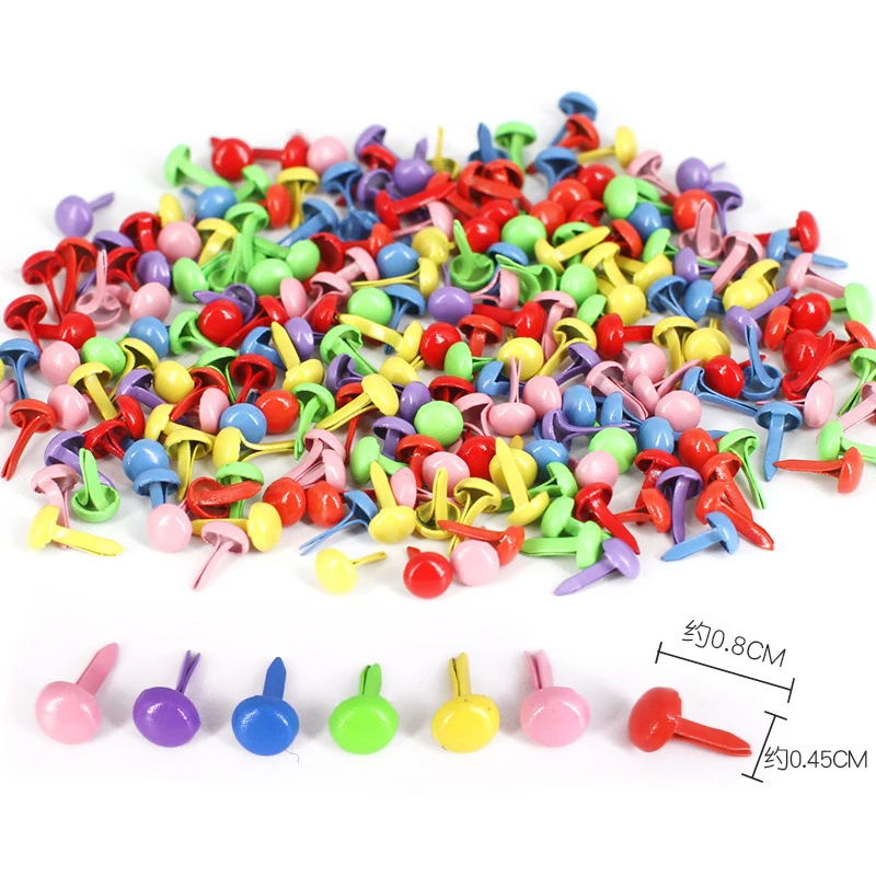 100pcs/Bag Mix Pattern Round Metal Brads DIY Scrapbooking Crafts Accessories For Home Decor Embellishment Fastener Supplies