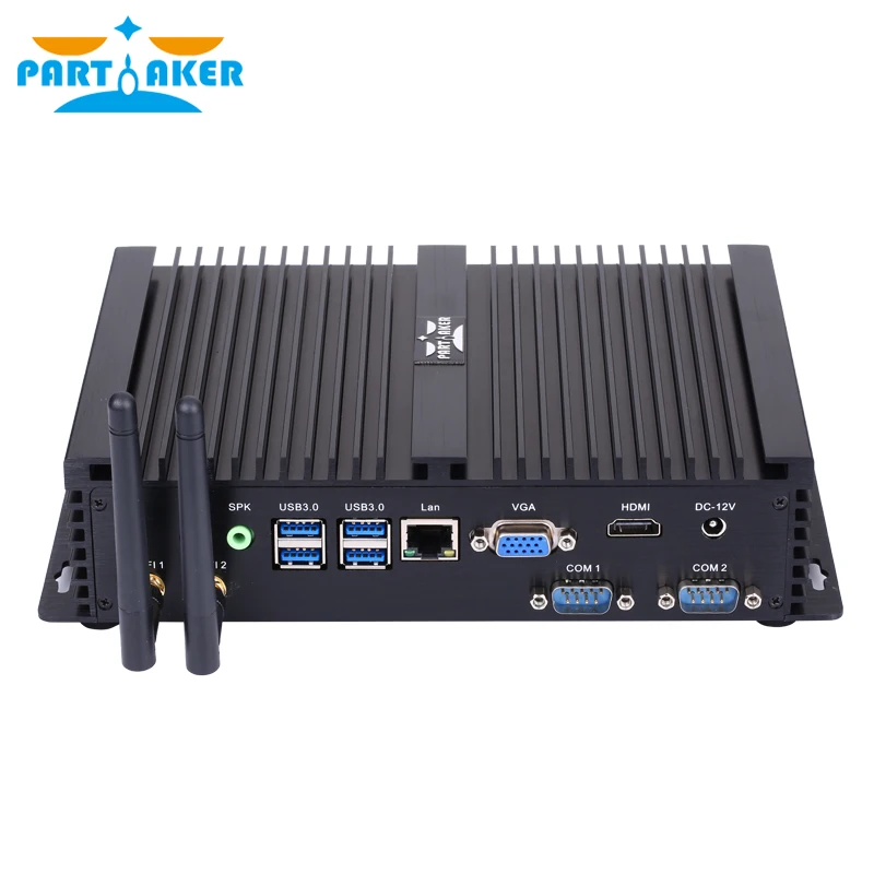 Partaker Fanless Industrial Mini PC Desktop Computer Intel Core i5 4200U Dual Core 24 Hours Working 2 COM HDMI VGA Dual Display