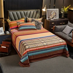 1pc 100% Cotton Bed Sheet Luxury Thick Bedspread Round Four Corner Bed Linen Vintage Euro Style Bedsheet Bed Cover Flat Sheets