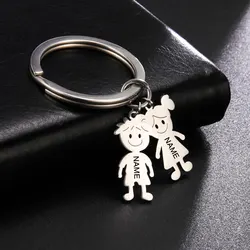 Lemegeton Personalized Keychain For Women Custom Child Name Key Chains For Men Stainless Steel Car Keyring Husband Gifts