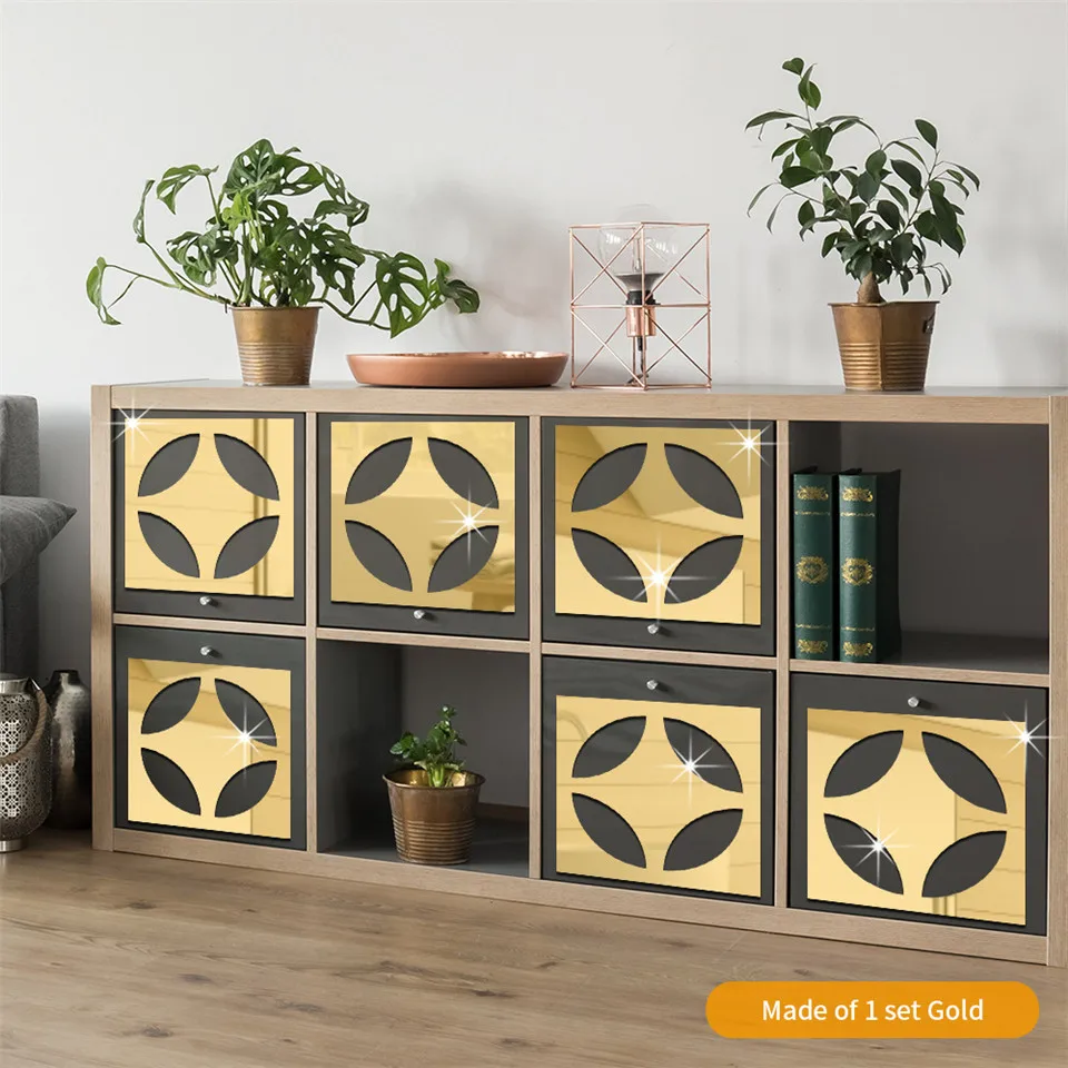 12Pcs/Set Home Decoration Round Acrylic Mirror Sticker Hollow Design Wallpaper For Living Room Bedroom Decor Mirror-like Decals image 3